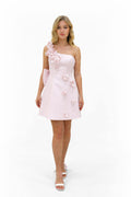 The Flora Appliqué One-Shoulder Mini
